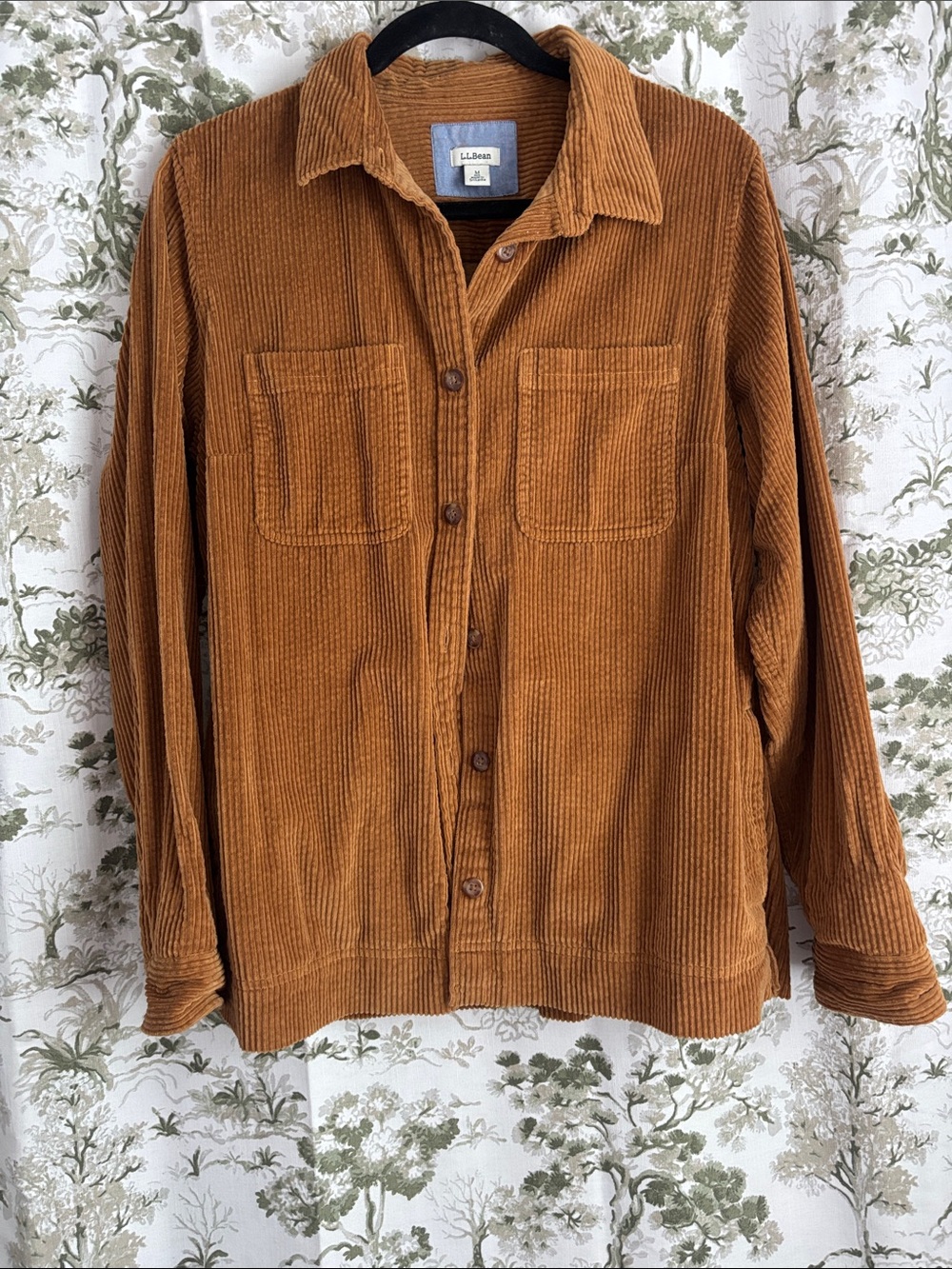 L.L. Bean Corduroy Shirt Jacket in Caramel Brown